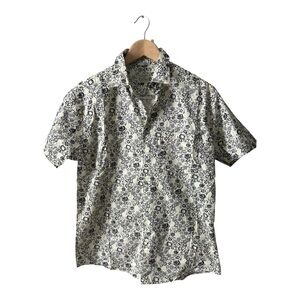 J.Crew Men’s Organic Cotton Floral Short Sleeve Button Down Medium Yellow